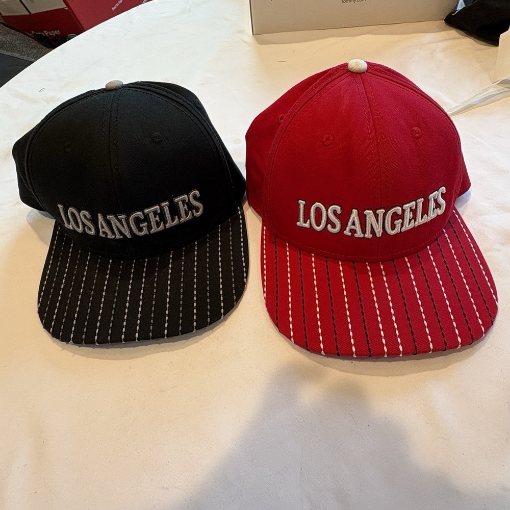 Miniso Japan Los Angeles Caps Limited Edition Lot Of 2 Red And Black